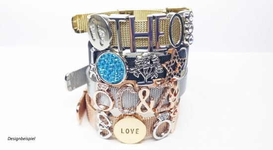 Glitzer Kleeblatt Schieber für Mesh Armbänder